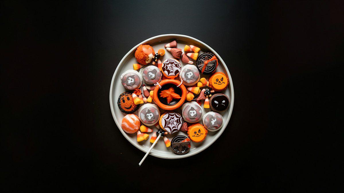 a tray of Halloween candy and the effect on orthodontics